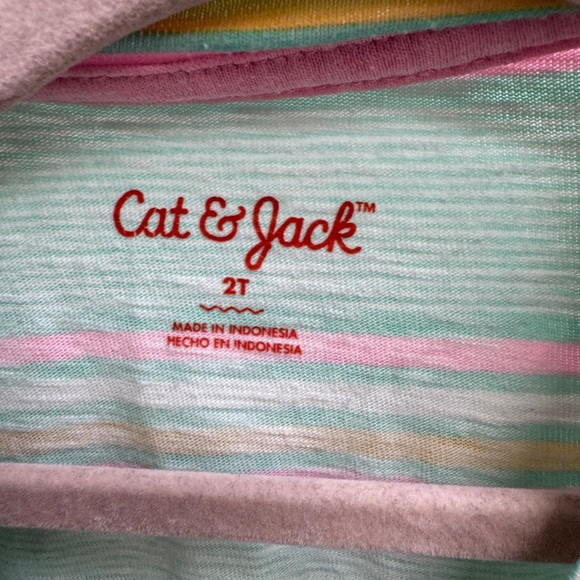 Cat & Jack 2T Girls Striped Short Sleeve Shirt- has stains - Picture 5 of 6